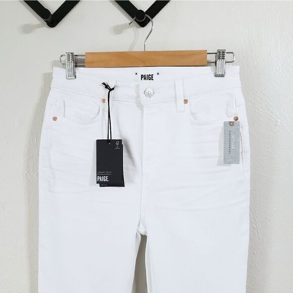 Paige Claudine High-Rise Crop Flare Jeans In White Size 26 P NWT - Picture 7 of 15